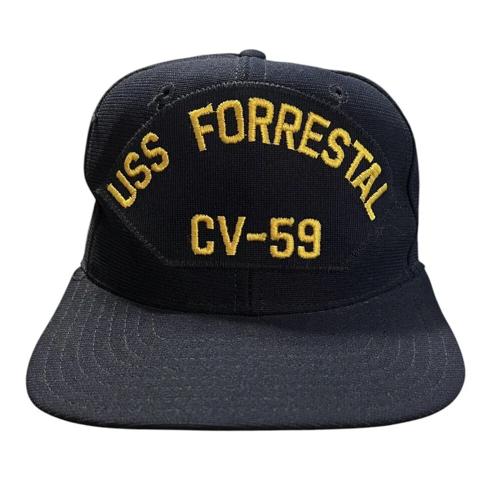 USS Forrestal CV-59 US‎ Navy Fitted 7 1/8Hat Vintage New Era Dupont Visor